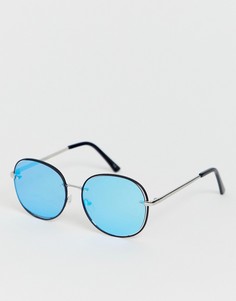 Круглые солнцезащитные очки с синими стеклами Jeepers Peepers-Серебряный