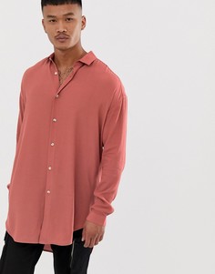 Розовая креповая oversize-рубашка с заниженной линией плеч ASOS DESIGN-Розовый
