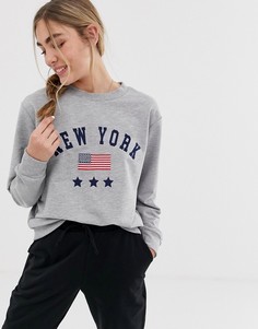 Свитшот с принтом \New York\" ASOS DESIGN-Серый