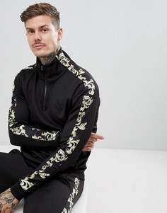 Черная спортивная куртка с полосками по бокам SikSilk-Черный