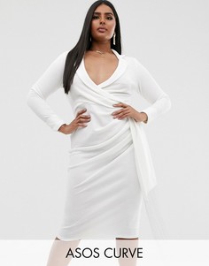 Платье-рубашка миди с бахромой ASOS DESIGN Curve-Белый