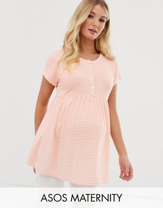Свободный топ в полоску с короткими рукавами для кормящих мам ASOS DESIGN Maternity-Мульти