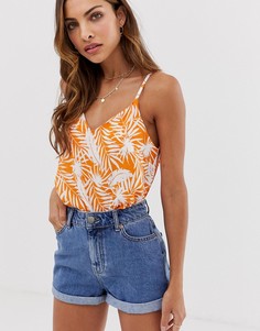 Топ на бретельках с лиственным принтом ASOS DESIGN-Мульти