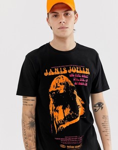 Свободная футболка с принтом спереди и на спине ASOS DESIGN Janis Joplin-Черный