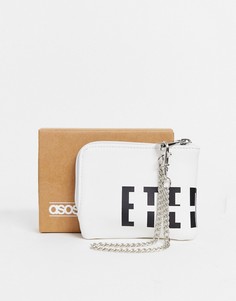 Белый кошелек на молнии с надписью ASOS DESIGN