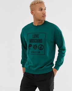 Свитер с вышитым логотипом Love Moschino-Зеленый