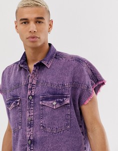 Розовая джинсовая oversize-рубашка без рукавов в стиле 90-х ASOS DESIGN-Розовый