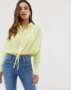 Рубашка с длинными рукавами и завязкой ASOS DESIGN-Желтый