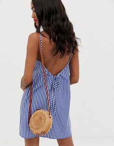Сарафан мини в полоску с глубоким вырезом на спине ASOS DESIGN-Мульти