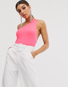 Неоново-розовый асимметричный боди с открытой спиной ASOS DESIGN-Оранжевый