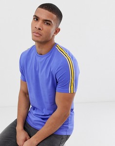 Футболка из органического хлопка с контрастной отделкой кантом на плечах ASOS DESIGN-Синий