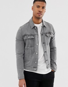 Серая приталенная джинсовая куртка в стиле вестерн ASOS DESIGN-Серый