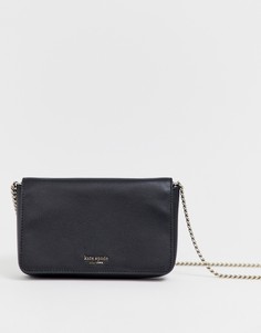 Черная кожаная сумка через плечо с цепочкой Kate Spade-Черный
