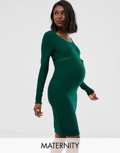 Платье-джемпер с V-образным вырезом Mamalicious-Зеленый Mama.Licious