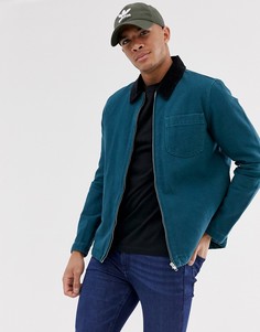 Сине-зеленая парусиновая куртка на молнии ASOS DESIGN-Зеленый
