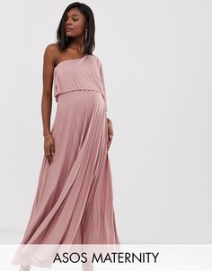 Платье макси на одно плечо с кроп-топом ASOS DESIGN Maternity-Оранжевый