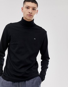 Лонгслив с высоким воротником и логотипом Calvin Klein Jeans-Черный