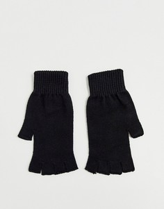 Черные перчатки из переработанного полиэстера без пальцев ASOS DESIGN-Черный