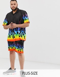 Черные фестивальные шорты с цветным принтом языков пламени Jaded London-Черный