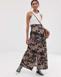 Юбка макси с пальмовым принтом и завязкой сбоку ASOS DESIGN-Мульти