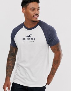 Белая футболка с рукавами реглан и логотипом Hollister-Белый