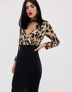 Платье 2 в 1 с леопардовым принтом AX Paris-Черный