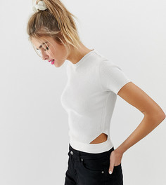 Белый кроп-топ с вырезами Bershka