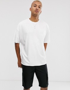 Белая oversize-футболка из плотного органического материала с круглым вырезом и необработанными краями ASOS DESIGN-Белый