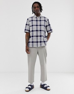 Сине-белая свободная рубашка в клетку ASOS DESIGN-Синий