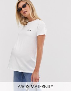 Футболка с сердцем и стрелой ASOS DESIGN Maternity-Белый