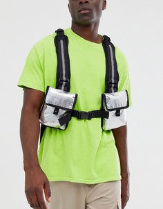 Серебристая сумка на грудь с эффектом металлик ASOS DESIGN-Серебряный