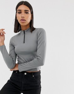 Серый топ на молнии ASOS DESIGN