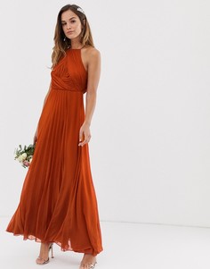 Платье макси со сборками на лифе ASOS DESIGN Bridesmaid-Оранжевый
