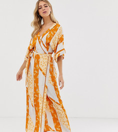 Платье-кимоно макси с запахом и принтом Miss Selfridge-Мульти