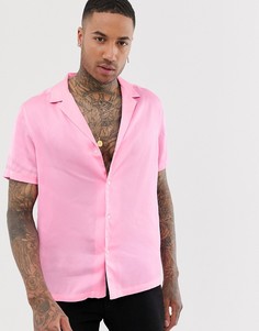 Розовая атласная oversize-рубашка с воротником в виде лацканов ASOS DESIGN-Розовый