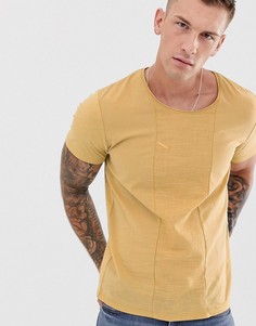 Желтая футболка со вставкой из крепа Jack & Jones Premium-Коричневый
