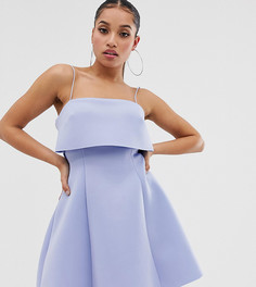 Платье мини с укороченным лифом и расклешенной юбкой ASOS DESIGN Petite-Синий