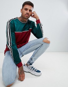 Свободный удлиненный лонгслив с контрастной кокеткой и кантом ASOS DESIGN-Красный