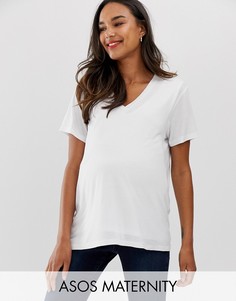 Белая футболка с V-образным вырезом ASOS DESIGN Maternity-Белый