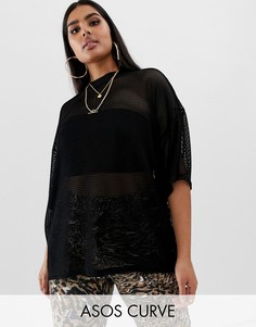 Oversize-футболка из сетки ASOS DESIGN Curve-Черный
