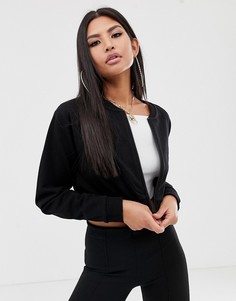 Укороченный бомбер черного цвета ASOS DESIGN-Черный