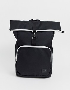 Черный рюкзак с контрастными белыми молниями и отворотом сверху ASOS DESIGN