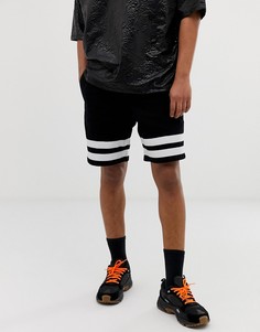 Черные свободные джинсовые шорты с белыми полосками ASOS DESIGN-Черный