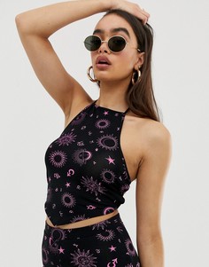 Кроп-топ с принтом и завязкой на спине ASOS DESIGN co-ord-Мульти