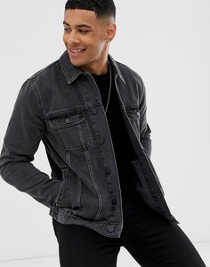 Выбеленная черная джинсовая куртка классического кроя ASOS DESIGN-Черный