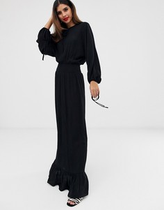 Платье макси с эластичной талией ASOS DESIGN-Черный