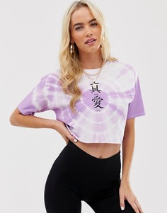 Укороченная футболка с принтом тай-дай ASOS DESIGN-Белый