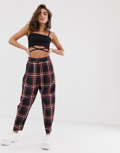 Суженные книзу брюки в клетку ASOS DESIGN-Мульти