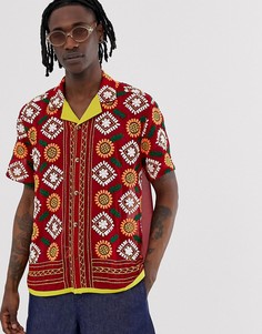 Прозрачная рубашка классического кроя с вышивкой ASOS DESIGN-Красный