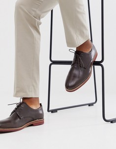 Коричневые кожаные туфли на шнуровке с контрастной подошвой ASOS DESIGN-Коричневый